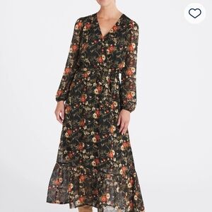 Nine Britton Floral Maxi Black Dress